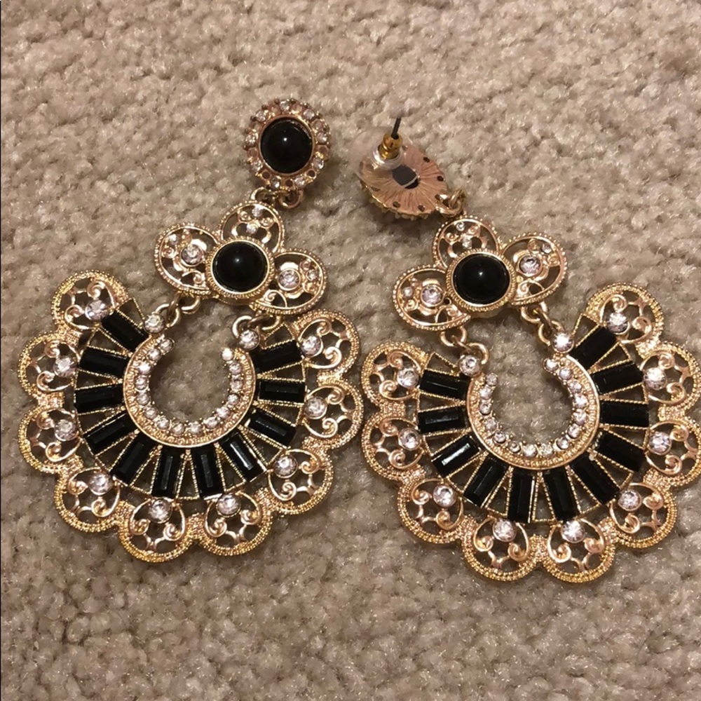 Black and gold earrings Statement earrings